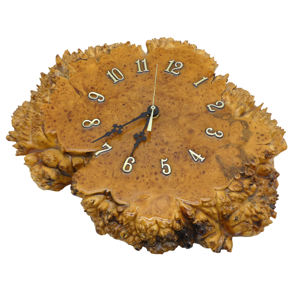 Vintage Burl Wood Slab Natural Edge Wooden Wall Clock Quartz Decor Tested/Works
